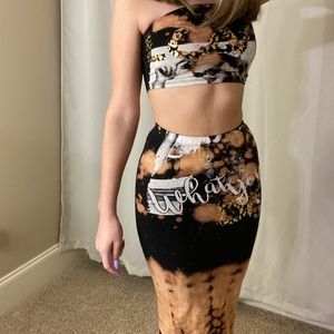 matching crop top and skirt